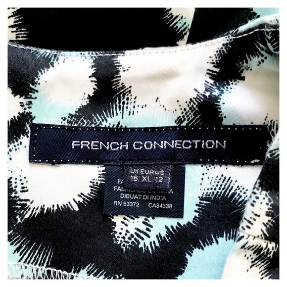 NWT French Connection fit & flare cotton mini dress. size 12, Gray, blue print - Picture 11 of 11